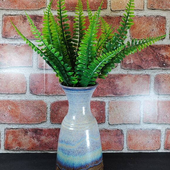 Vintage Red Duck Studio Signed Pottery Vase — Reactive Blue-Lavender Ombre Glaze - Picture 5 of 9